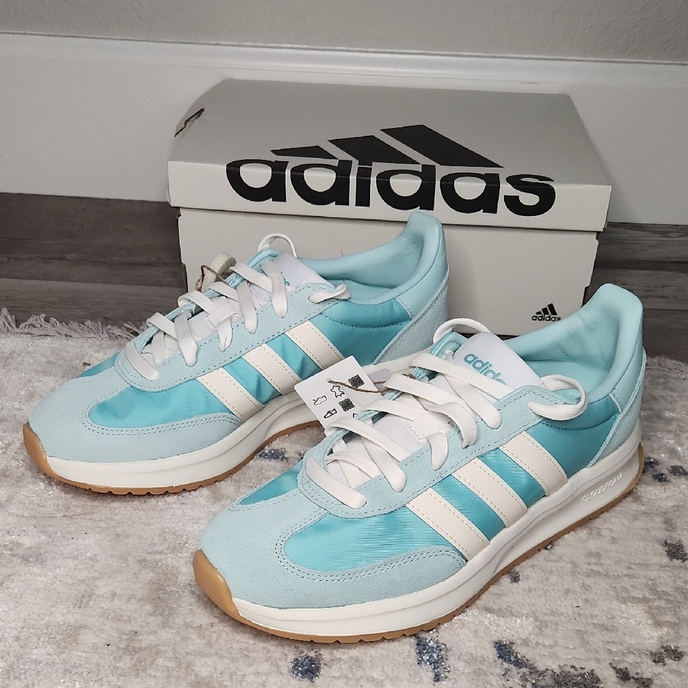 Adidas Run 70s 2.0 Aqua / White Retro Sneakers JQ7924 Size 7.5 Women's Cloudfoam
